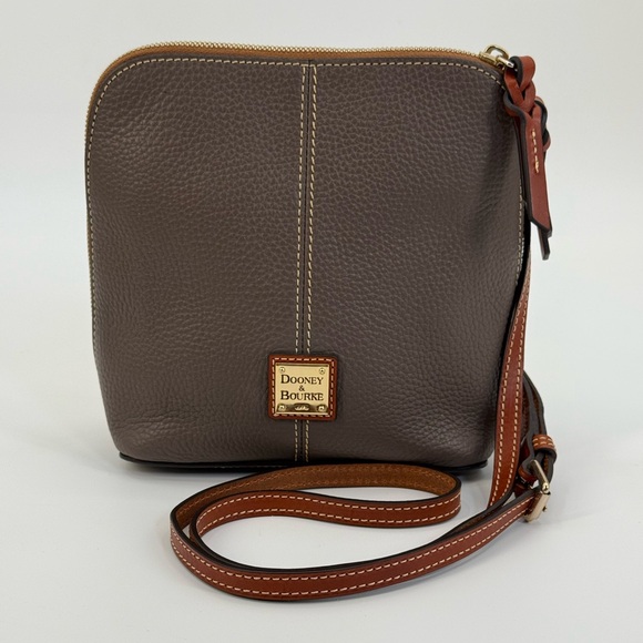 Dooney & Bourke Trixie Brown Pebbled Leather Dome Crossbody Brown Bag - Picture 10 of 16